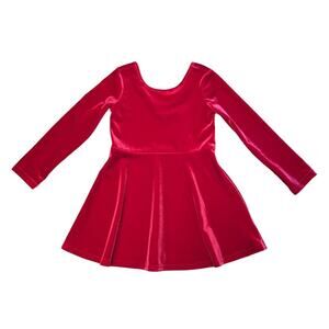 The Children's Place Velour Skater Dress 18-24 Months Red Long Sleeve Christmas